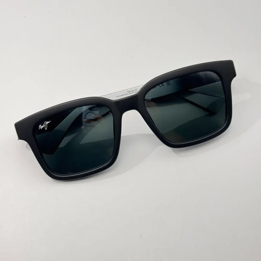 Maui Jim Sunglasses Opiopio AF MP-BG MJ659-02 Black Square Polarized Asian Fit